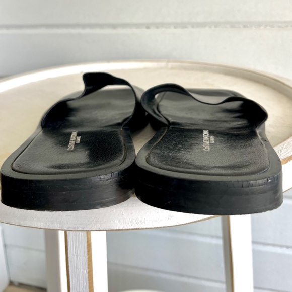 COSTUME NATIONAL HOMME Men's Black Leather Slide Sandals Made in Italy - 9 - Picture 5 of 12